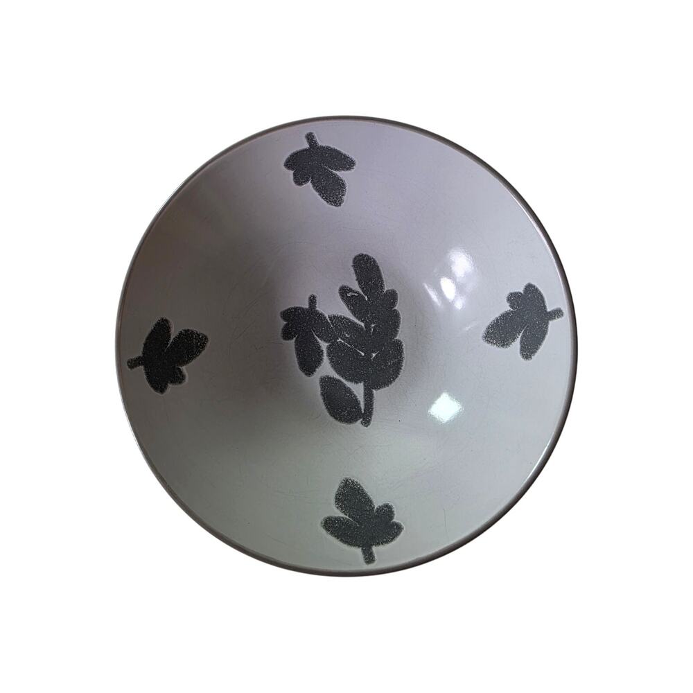 Set of 4 BAUM Vedur Gray Leaf Design Floral 7" Soup Cereal Bowls